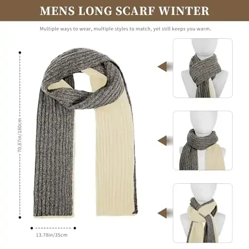 Winter Hats Scarf for Men with Touchscreen Gloves Men's Scarves and Beanie Hat Thermal Glove Set for Men Women - 6