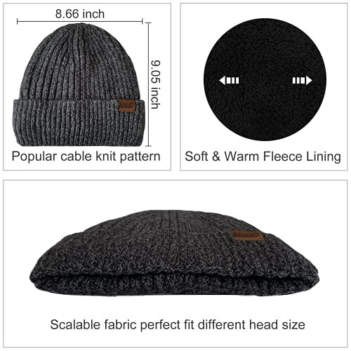 Winter Hats Scarf for Men with Touchscreen Gloves Men's Scaves and Beanie Hat Themal Glove Set for Men Women - 2