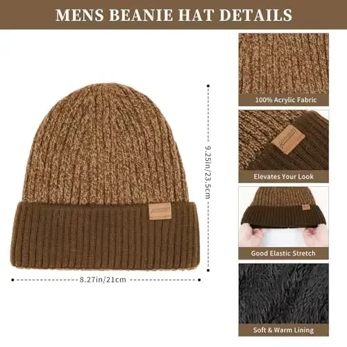 Winter Hats Scarf for Men with Touchscreen Gloves Men's Scaves and Beanie Hat Themal Glove Set for Men Women - Modazone (1)