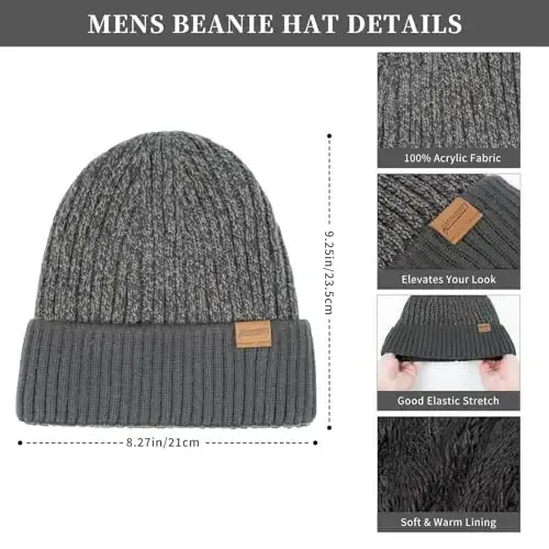 Winter Hats Scarf for Men with Touchscreen Gloves Men's Scaves and Beanie Hat Themal Glove Set for Men Women - Honnesserry (1)