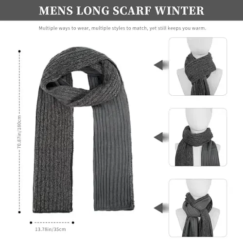 Winter Hats Scarf for Men with Touchscreen Gloves Men's Scaves and Beanie Hat Themal Glove Set for Men Women - 5