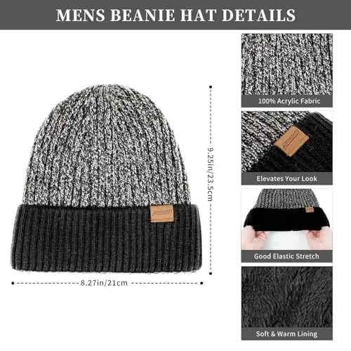 Winter Hats Scarf for Men with Touchscreen Gloves Men's Scaves and Beanie Hat Themal Glove Set for Men Women - HONNESSERRY (1)