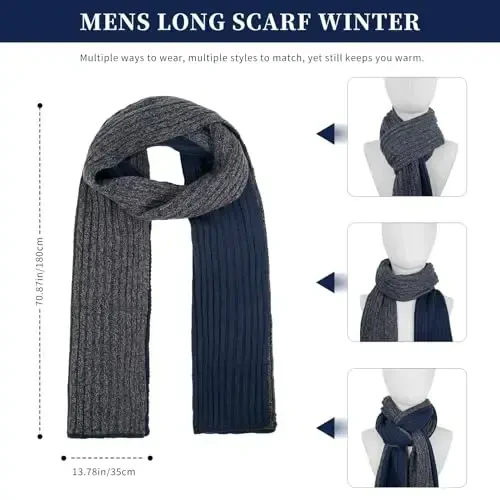 Winter Hats Scarf for Men with Touchscreen Gloves Men's Scaves and Beanie Hat Themal Glove Set for Men Women - 5