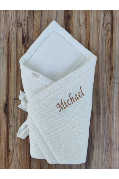 Winter Knit Baby Blanket Ecru Baby Swaddle Hospital Discharge Newborn Gift - 13