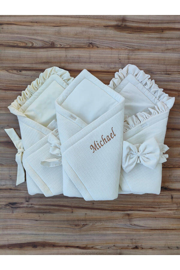 Winter Knit Baby Blanket Ecru Baby Swaddle Hospital Discharge Newborn Gift - 15