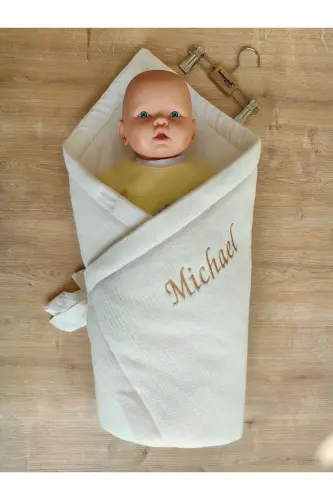 Winter Knit Baby Blanket Ecru Baby Swaddle Hospital Discharge Newborn Gift - 8