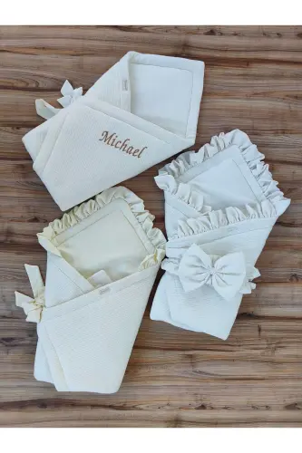 Winter Knit Baby Blanket Ecru Baby Swaddle Hospital Discharge Newborn Gift - 9