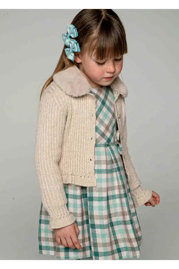 Winter Knitted Cardigan for Girls - Beige - 2