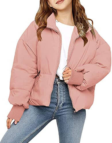 Winter Long Sleeve Zip Puffer Jacket Kids Baggy Short Down Coats - 1