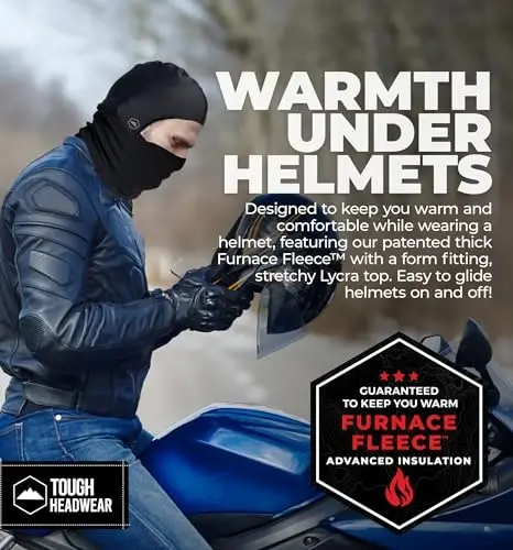 Winter Neck Warmer - Fleece Balaclava, Ski Mask for Men & Women, Winter Face Mask for Cold Weather, Motorcycle Helmet Liner - TOUGH (1)