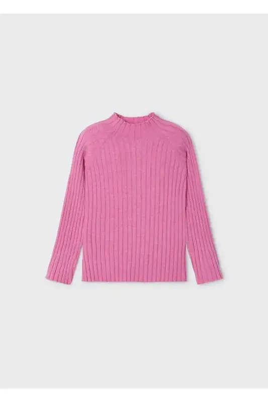 Winter Ribbed Fisherman Sweater for Girls - Pink - 1