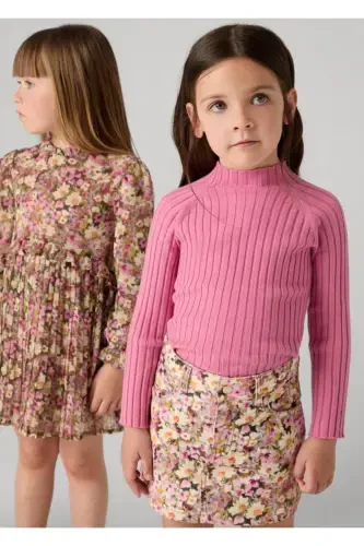 Winter Ribbed Fisherman Sweater for Girls - Pink - MAYORAL (1)