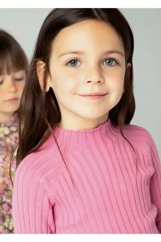 Winter Ribbed Fisherman Sweater for Girls - Pink - 3