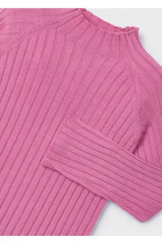 Winter Ribbed Fisherman Sweater for Girls - Pink - 4