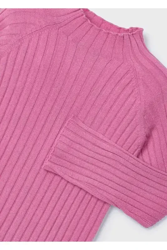 Winter Ribbed Fisherman Sweater for Girls - Pink - 4