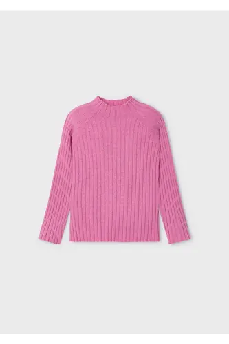 Winter Ribbed Fisherman Sweater for Girls - Pink - MAYORAL (1)