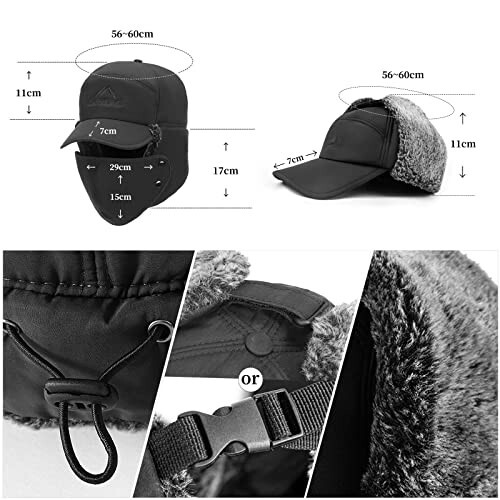 Winter Trapper Hats for Men Warm Trooper Hunting Hat with Ear Flaps Windproof Mask Ushanka Hat for Women - 2