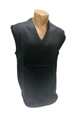 Winter V Neck Plain Thin Wool Black Dad Sweater-BLACK - 3