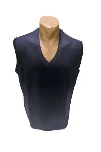 Winter V Neck Plain Thin Wool Black Dad Sweater-BLACK - 4