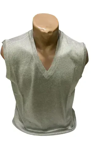 Winter V Neck Plain Thin Wool Grey Grandpa Sweater-GRAY - BURSPA (1)