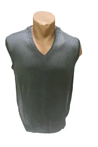 Winter V-Neck Plain Thin Wool Smoke Gray Grandpa Sweater-SMOKE GRAY - 3