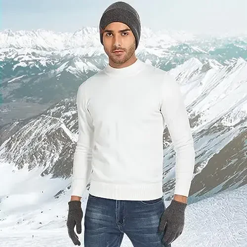 Winter Warm Beanie Hat Touchscreen Gloves Set, Soft Skull Cap Gloves Set for Men and Women with Warm Knit Fleece Lined - 6