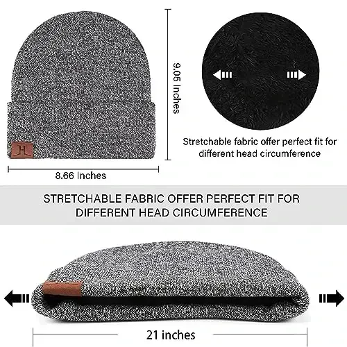 Winter Warm Beanie Hat Touchscreen Gloves Set, Soft Skull Cap Gloves Set for Men and Women with Warm Knit Fleece Lined - 2