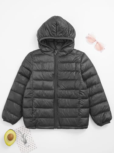 Winying Kids Teens Winter Coat Puffer Jacket Boys Girls Long Sleeve Hoodie Ultra Lightweight Down Coat - 12