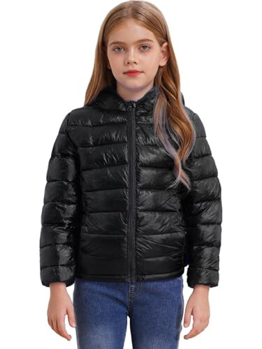 Winying Kids Teens Winter Coat Puffer Jacket Boys Girls Long Sleeve Hoodie Ultra Lightweight Down Coat - 1