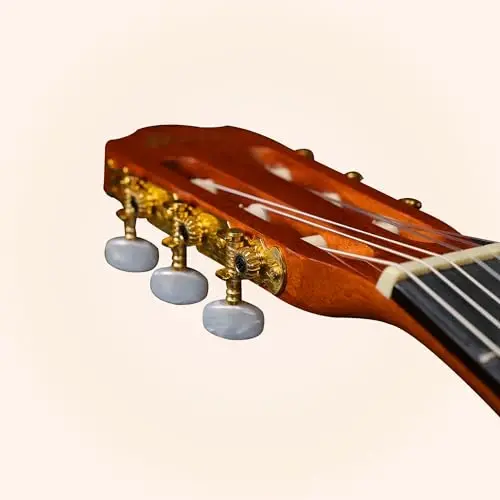 WINZZ 4/4 Classical Guitar, 39 Inch Full Size Nylon String Guitar for Beginner Adults, Full Classic Guitar Kit with Free Lessons, Gig Bag, Footstool, Capo, Tuner, Hanger and Strap (Glossy Brown) - 4
