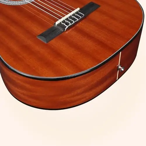 WINZZ 4/4 Classical Guitar, 39 Inch Full Size Nylon String Guitar for Beginner Adults, Full Classic Guitar Kit with Free Lessons, Gig Bag, Footstool, Capo, Tuner, Hanger and Strap (Glossy Brown) - 6