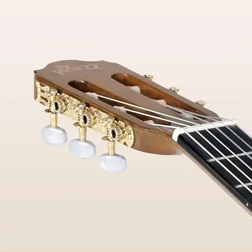 WINZZ 4/4 Classical Guitar, 39 Inch Full Size Nylon String Guitar for Beginner Adults, Full Classic Guitar Kit with Free Lessons, Gig Bag, Footstool, Capo, Tuner, Hanger and Strap (Glossy Tan) - 4