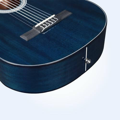 WINZZ 4/4 Klasik Gitar, 39 İnç Tam Boy Naylon Telli Gitar Yeni Başlayanlar ve Yetişkinler için, Ücretsiz Dersler, Gig Çantası, Ayaklık, Kapo, Tuner, Askı ve Kayış ile Tam Klasik Gitar Seti (Parlak Mavi) - 6