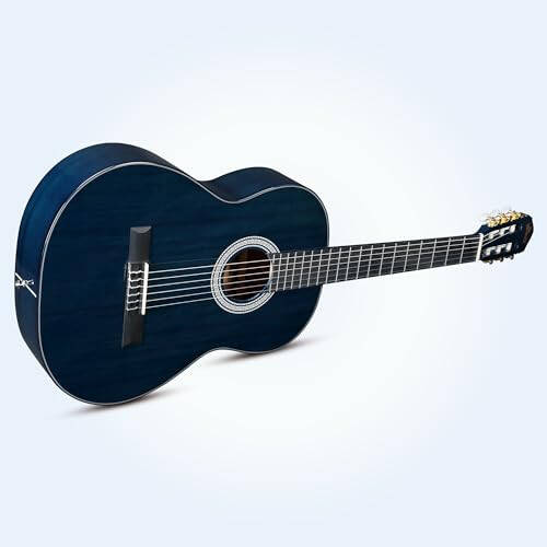 WINZZ 4/4 Klasik Gitar, 39 İnç Tam Boy Naylon Telli Gitar Yeni Başlayanlar ve Yetişkinler için, Ücretsiz Dersler, Gig Çantası, Ayaklık, Kapo, Tuner, Askı ve Kayış ile Tam Klasik Gitar Seti (Parlak Mavi) - 7