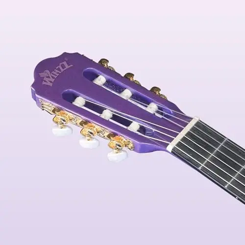 WINZZ 4/4 Classical Guitar, 39 Inch Full Size Nylon String Guitar for Beginner Adults, Full Classic Guitar Kit with Free Lessons, Gig Bag, Footstool, Capo, Tuner, Hanger and Strap (Glossy Purple) - 4