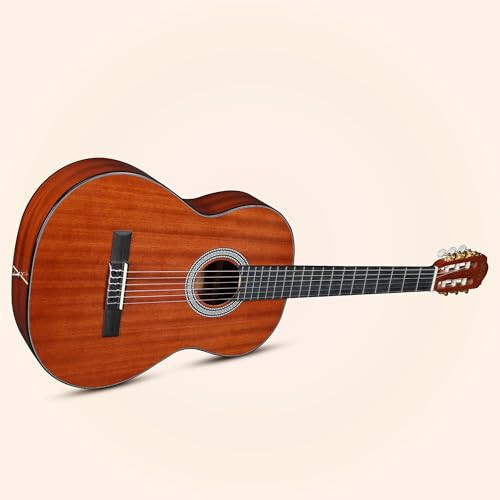 WINZZ 4/4 Klasik Gitar, Yeni Başlayanlar ve Yetişkinler İçin 39 İnç Tam Boy Naylon Tellerli Gitar, Ücretsiz Dersler, Gig Çantası, Ayaklık, Capo, Akort Aleti, Askı ve Kayışla Tam Klasik Gitar Seti (Parlak Kahverengi) - 7