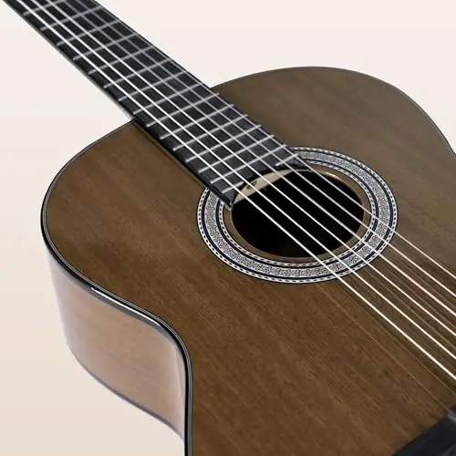 WINZZ 4/4 Klassik Gitara, 39 dyuymli to'liq o'lchamli neylon torli gitara yangi boshlanuvchi kattalar uchun, bepul darslar, Gig Bag, oyoq o'rindig'i, Kapo, Tuner, Ilgak va Tasma bilan to'liq klassik gitara to'plami (Yaltiroq Tan) - 5