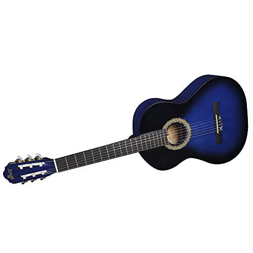 WINZZ AC00LH 39 inç Tam Boy Klasik Gitar Başlangıç Akustik Naylon Telleriyle Tüm Set, Mavi Patine - 6