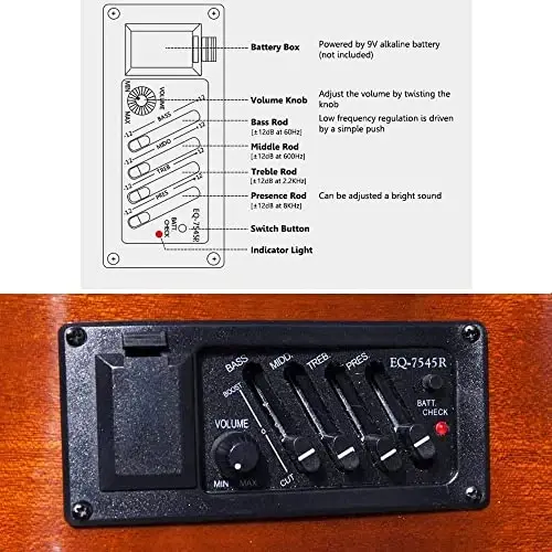 WINZZ AC309CE 39 Dyum Kesilgan Neylon torli Klassik Elektrogitara O'rnatilgan Pickup to'plami Onlayn Darslar - 4