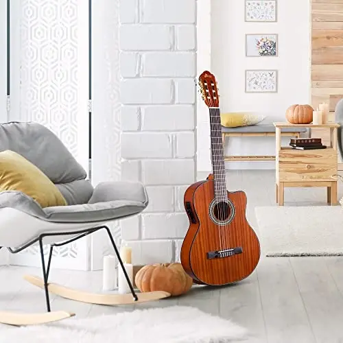 WINZZ AC309CE 39 Inches Cutaway Nylon-string Classical Electric Guitar Build-in Pickup Kit Set Online Lessons - 3