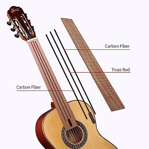 WINZZ ACM27 39 Дюйм мустахкамланган карбон толали гриф ва массив седрдан ясалган классик гитара - 4