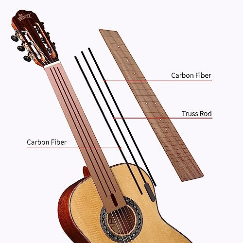 WINZZ ACM27 39-Inch Solid Cedar Classical Guitar With Reinforced Carbon Fiber Neck - 4