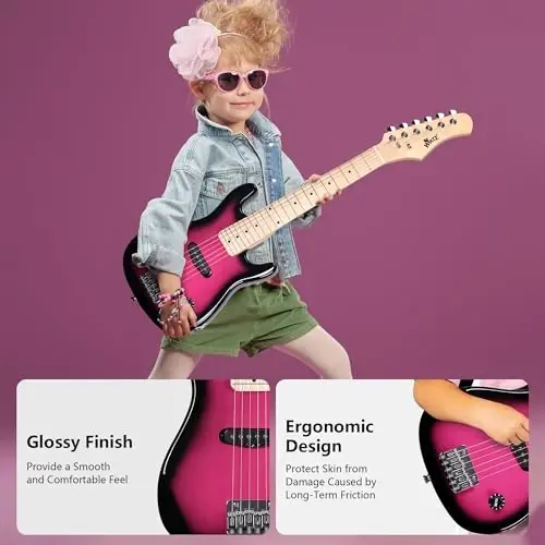 WINZZ EGM100 30 İnç Başlangıç Seti ile Gerçek Çocuk Elektro Gitar, Sağ El (Roseburst) - 5