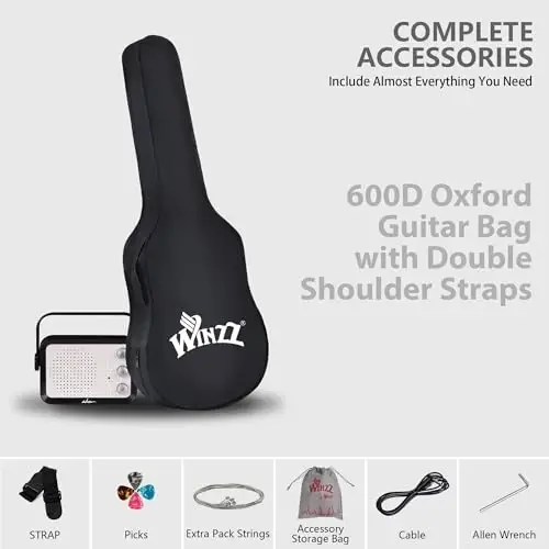 WINZZ EGM100 30 İnç Başlangıç Seti ile Gerçek Çocuk Elektro Gitar, Sağ El (Roseburst) - 7