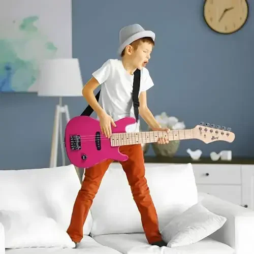 WINZZ EGM100 30 Inches Real Kids Electric Guitar with Beginner Kit, Right Handed (Rose Pink) - 2