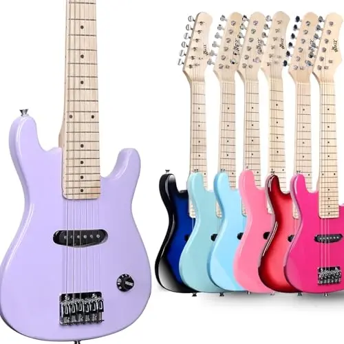 WINZZ EGM100 30 İnç Gerçek Çocuk Elektrik Gitarı Başlangıç Seti ile, Sağ El (Özel Mor) - 2