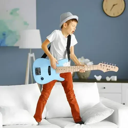 WINZZ EGM100 30 Inches Real Kids Electric Guitar with Beginner Kit, Right Handed (Light Blue) - MODAZONE (1)