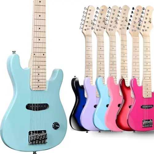 WINZZ EGM100 30 Inches Real Kids Electric Guitar with Beginner Kit, Right Handed (Light Green) - 2