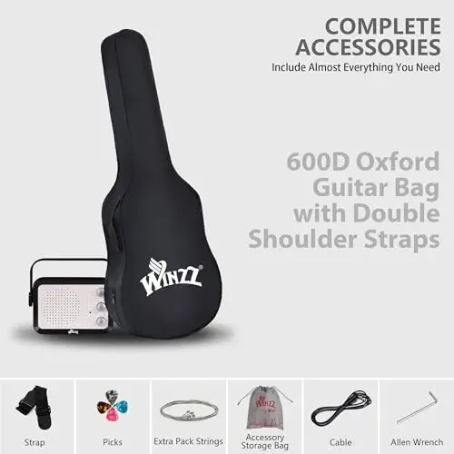 WINZZ EGM100 30 Inches Real Kids Electric Guitar with Beginner Kit, Right Handed (Light Green) - 6