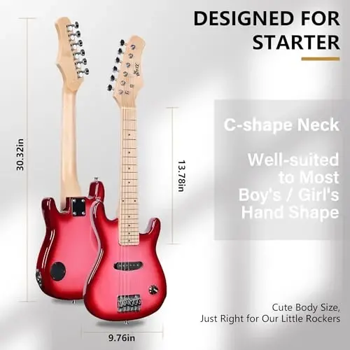 WINZZ EGM100 30 Inches Real Kids Electric Guitar with Beginner Kit, Right Handed (Gradient Pink) - 6